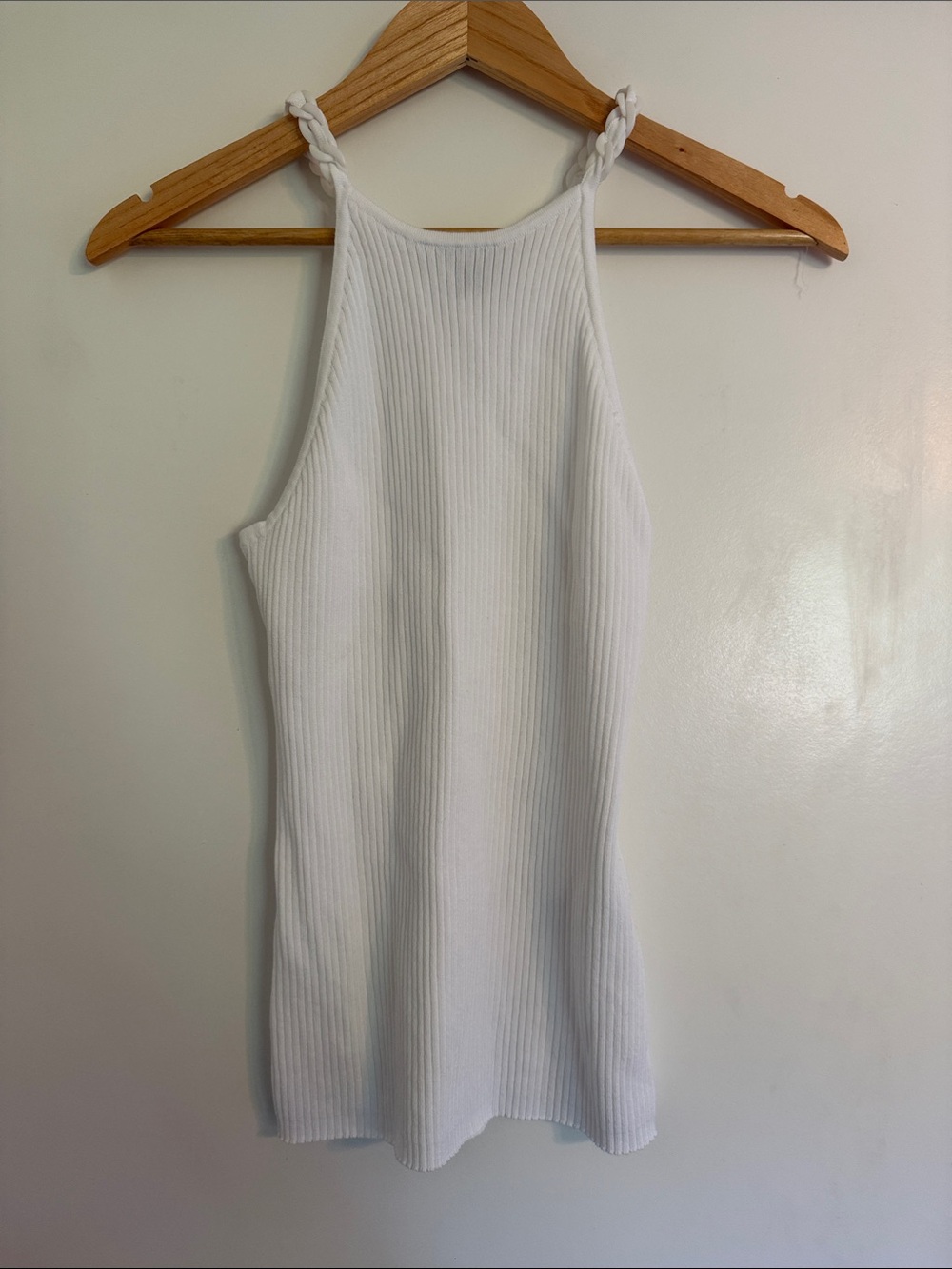 INC White Ribbed Tank Top